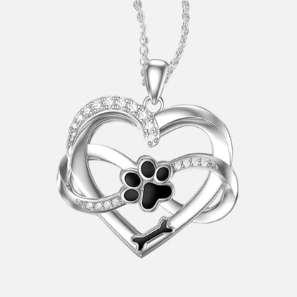 Infinity Heart & Paw Necklace in 925 Sterling Silver with Zirconia VIP