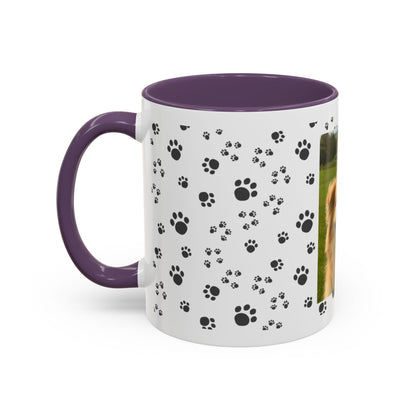 Paw Print Photo Accent Coffee Mug — Personalized Dog Portrait Mug