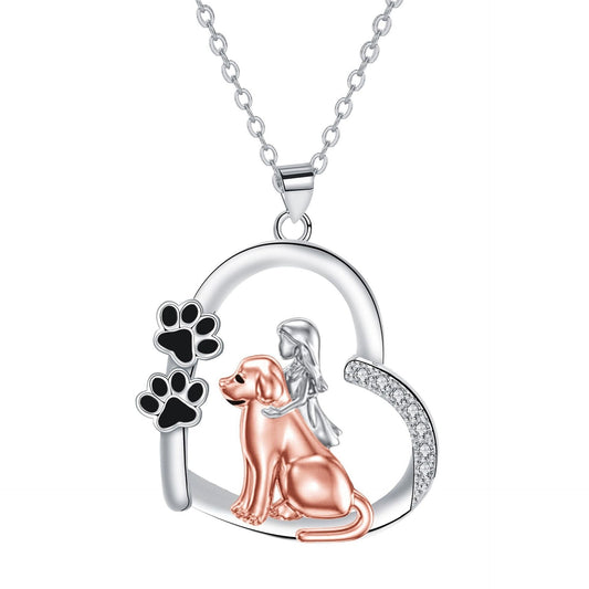 Heart-shaped Dog And Girl Necklace VIP