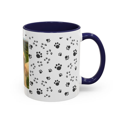 Paw Print Photo Accent Coffee Mug — Personalized Dog Portrait Mug