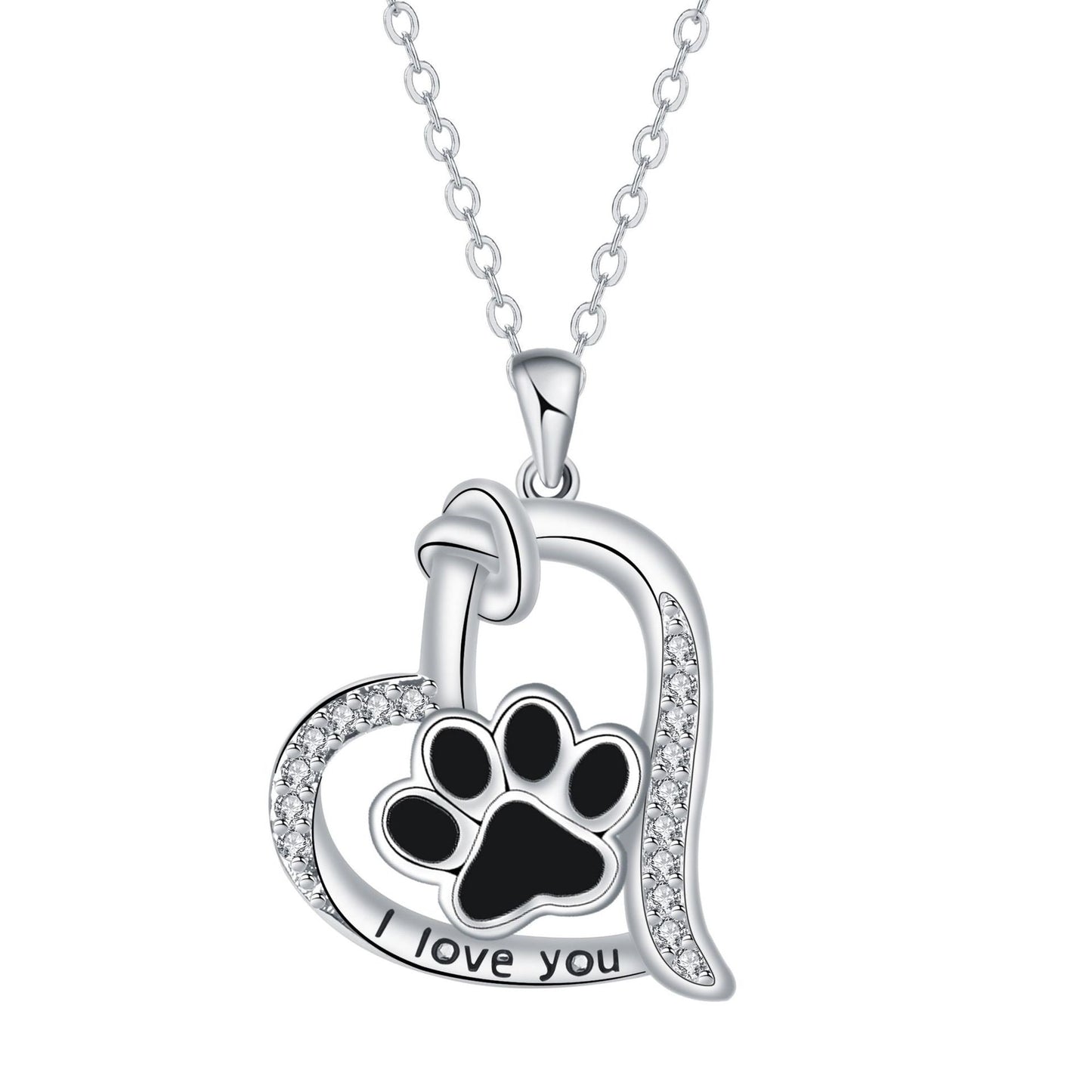 Heart-shaped Dog Paw Print Necklace with Zirconia VIP