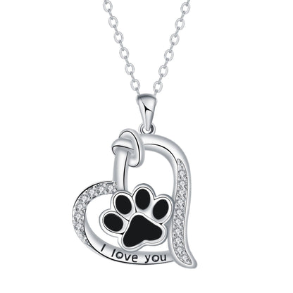 Heart-shaped Dog Paw Print Necklace with Zirconia VIP