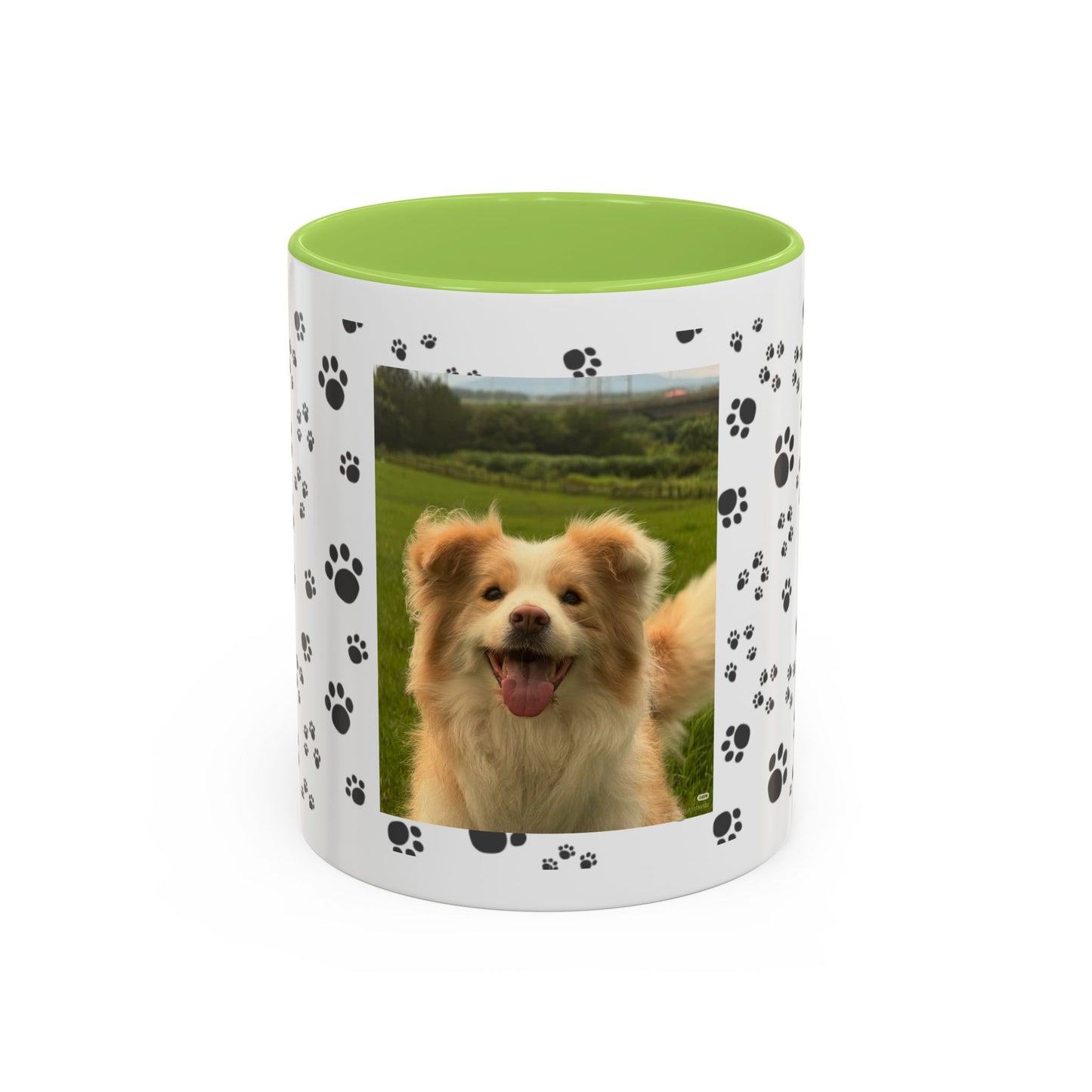 Paw Print Photo Accent Coffee Mug — Personalized Dog Portrait Mug