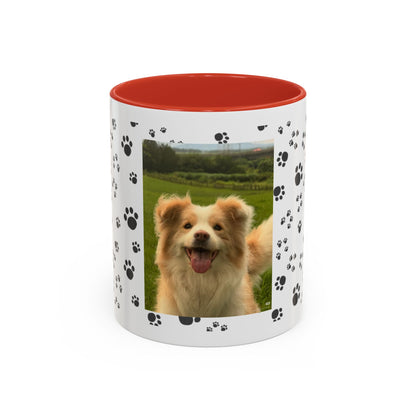 Paw Print Photo Accent Coffee Mug — Personalized Dog Portrait Mug