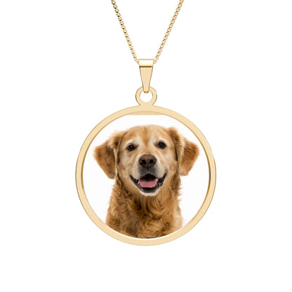 Photo Keepsake Pendant — Personalized Round Border Necklace (Custom Pet Photo)