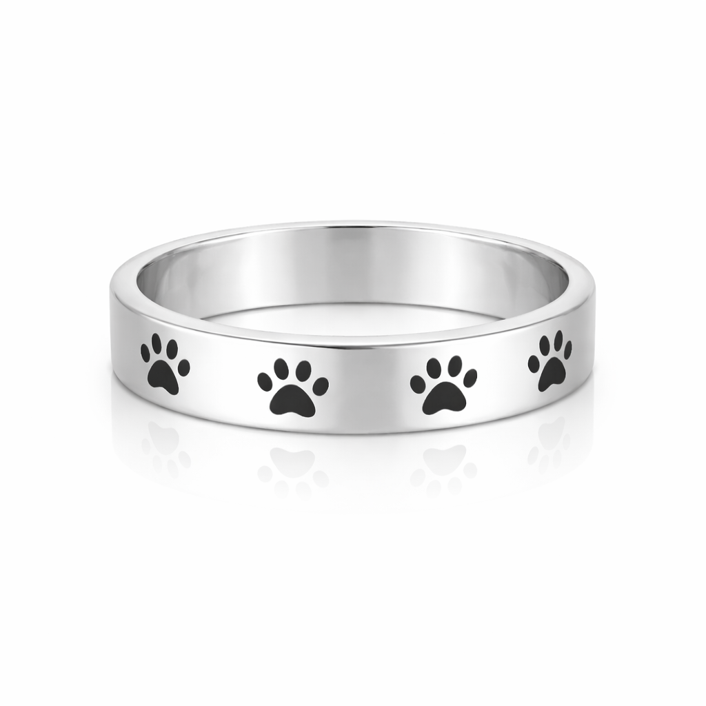Black Paw Print Rings