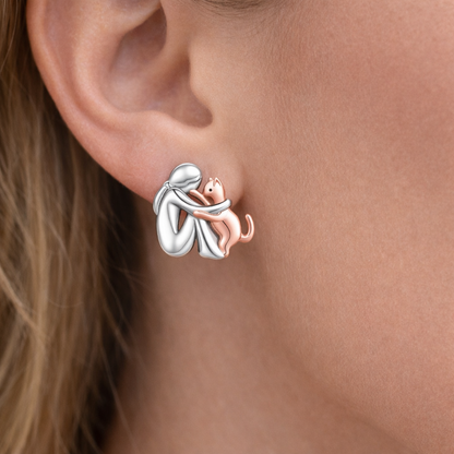 Two Tone Little Girl and Dog Earrings
