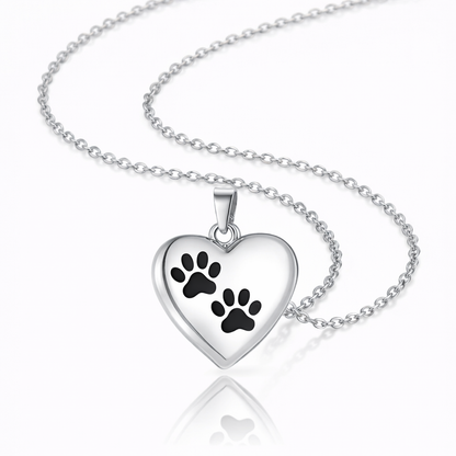 Pet Memorial Urn Necklace – Heart-Shaped Pendant with Paw Engraving