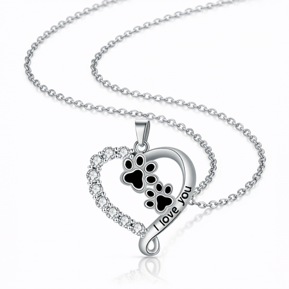Heart-shaped Pendant Paw Necklace