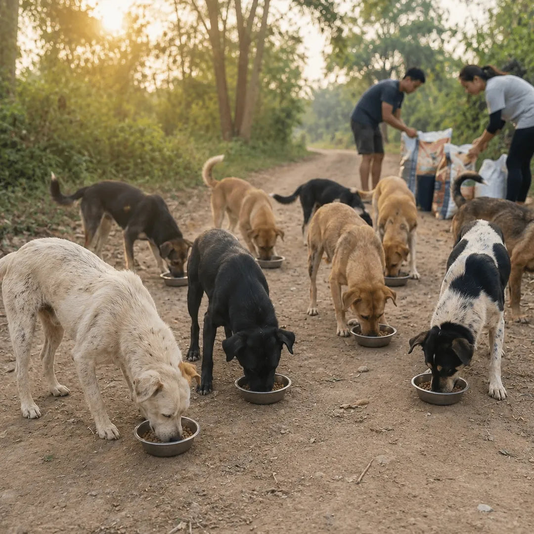 Dogs being helped