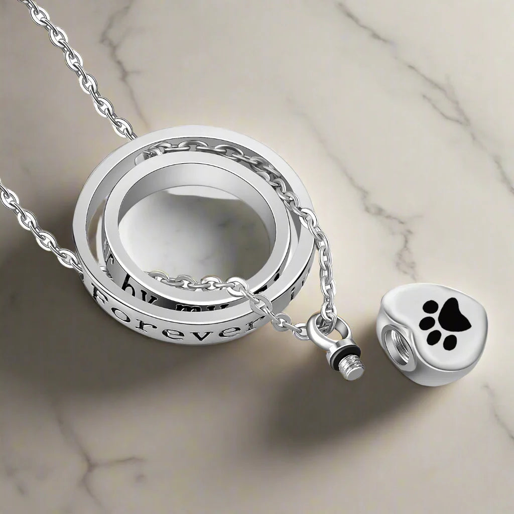 "No Longer By My Side, Forever In My Heart" – Stainless Steel Urn Paw Necklace VIP