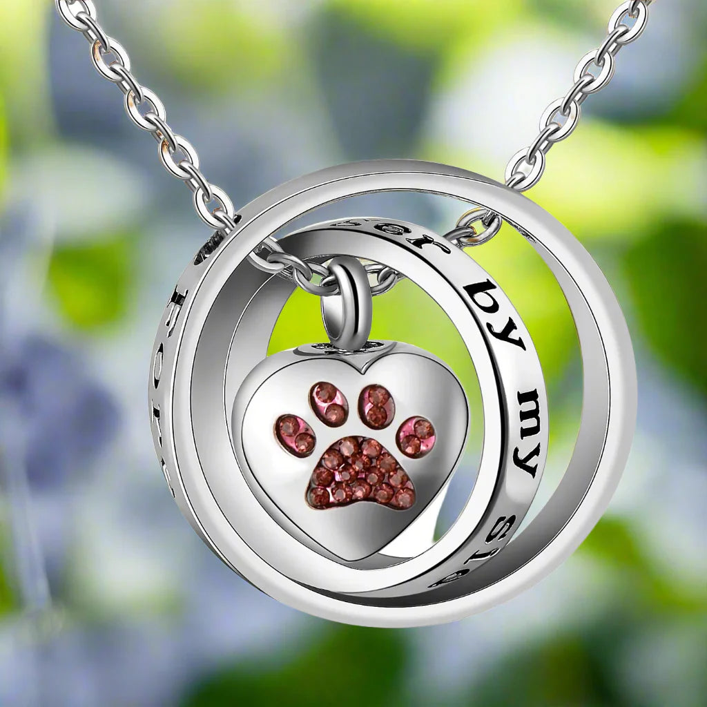"No Longer By My Side, Forever In My Heart" – Stainless Steel Urn Paw Necklace VIP