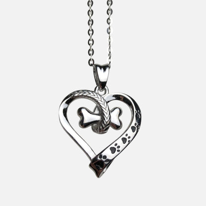 Dog Paw and Heart Necklace in Stainless Steel VIP