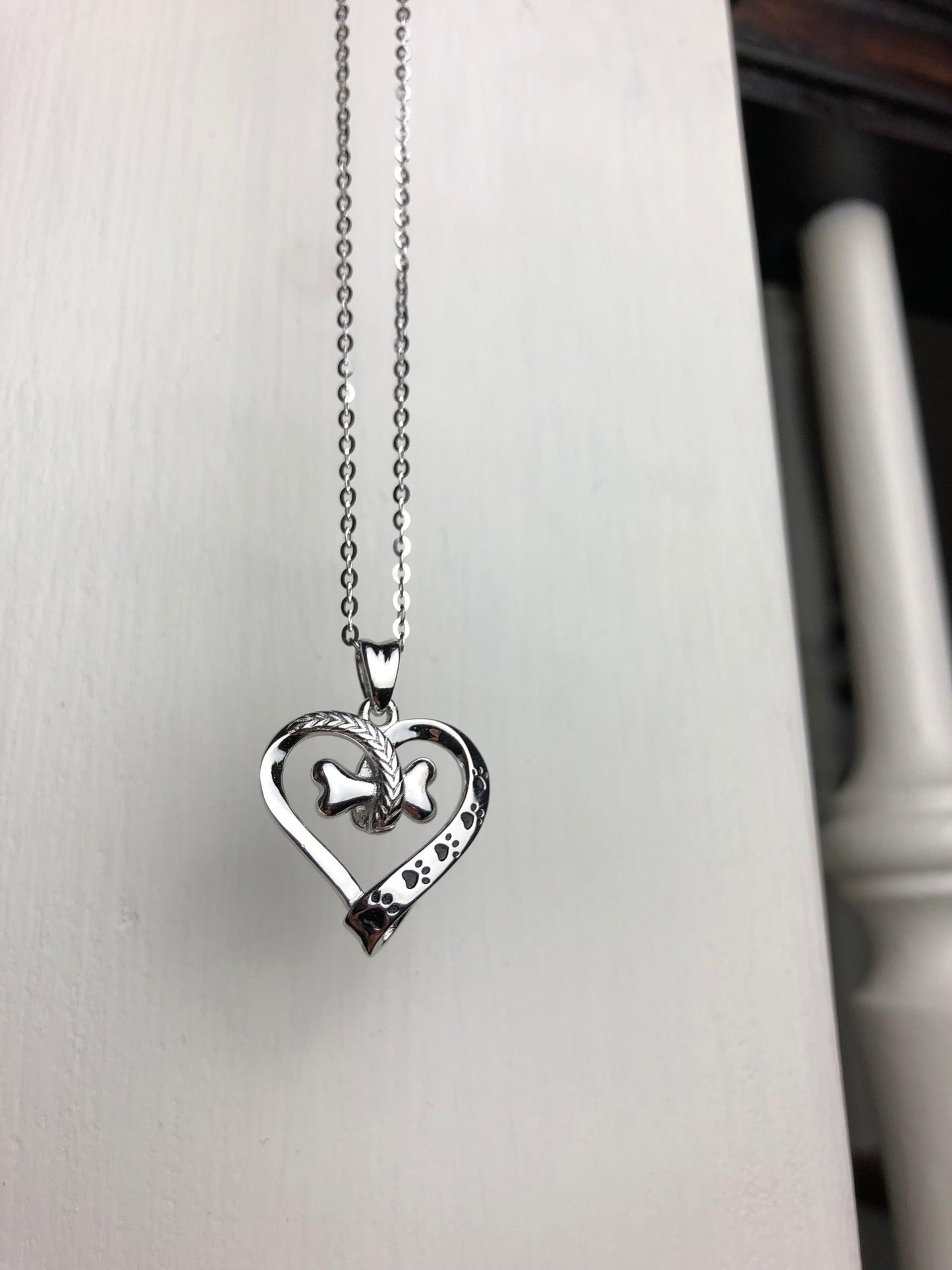 Dog Paw and Heart Necklace in Stainless Steel VIP