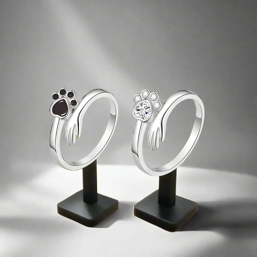 925 Sterling Silver Adjustable Ring – Hand and Paw Print Design VIP