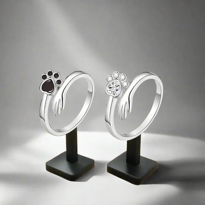 925 Sterling Silver Adjustable Ring – Hand and Paw Print Design VIP