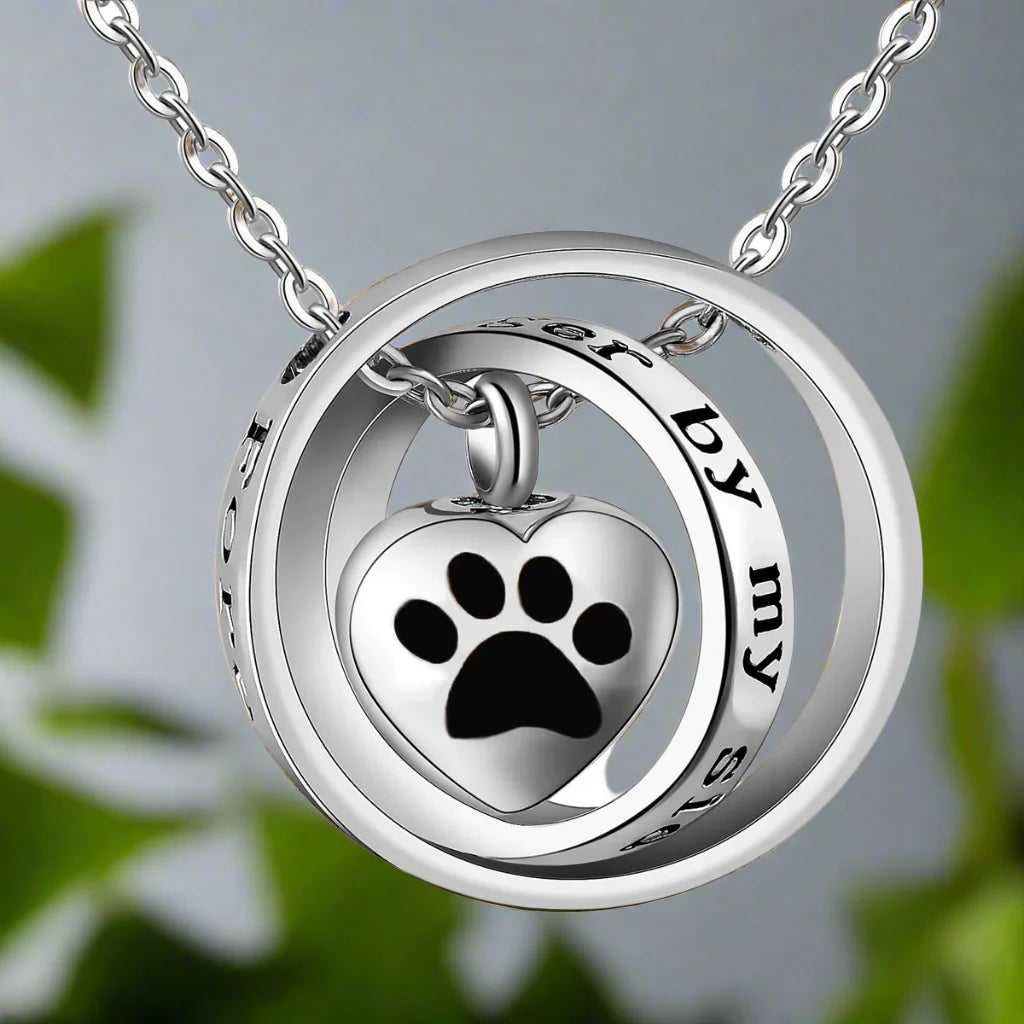 "No Longer By My Side, Forever In My Heart" – Stainless Steel Urn Paw Necklace VIP