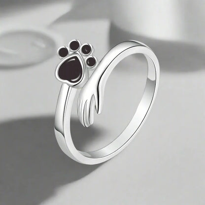 925 Sterling Silver Adjustable Ring – Hand and Paw Print Design VIP