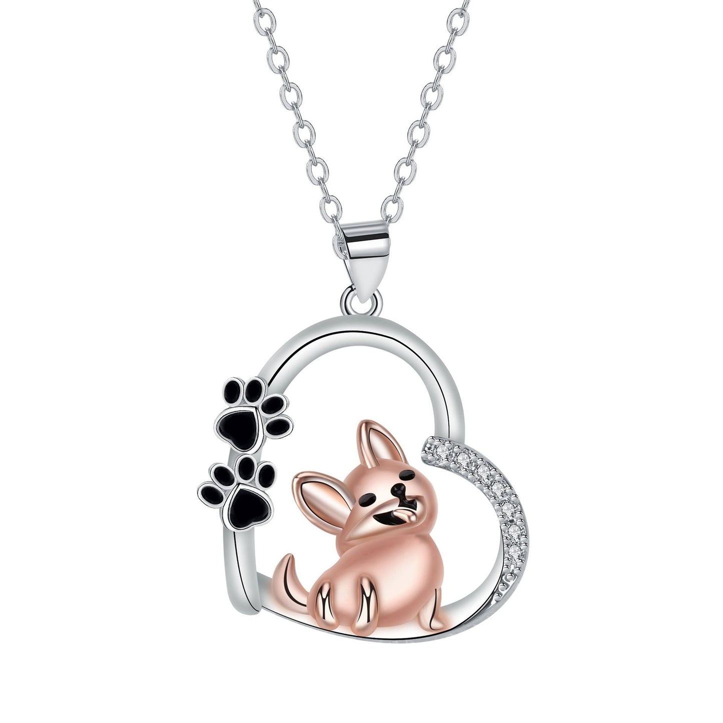 Lovely Heart-shaped Dog Pendant Necklace VIP
