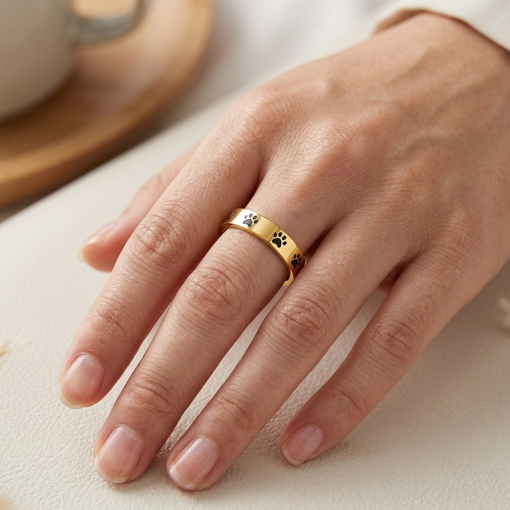 Black Paw Print Rings