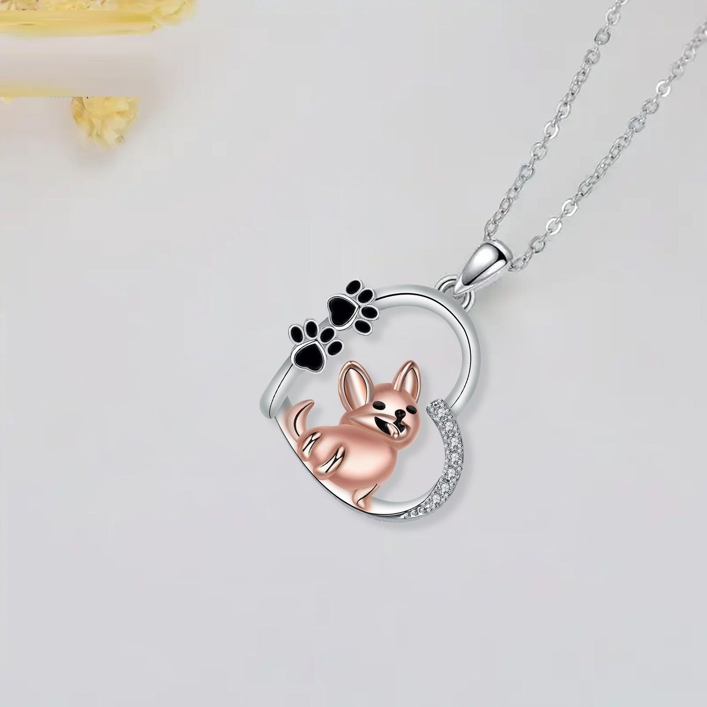 Lovely Heart-shaped Dog Pendant Necklace VIP