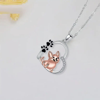 Lovely Heart-shaped Dog Pendant Necklace VIP