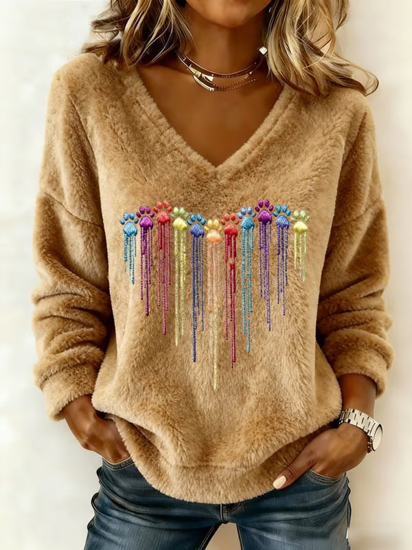 Fluffy Rainbow Paws Flannel Top
