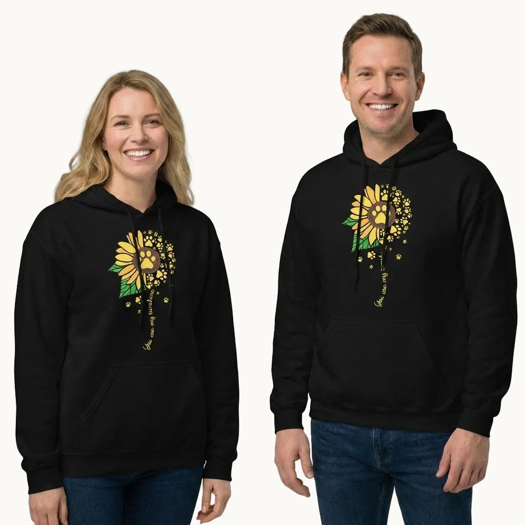 You are My Sunshine Paw Print Sunflower Hoodie