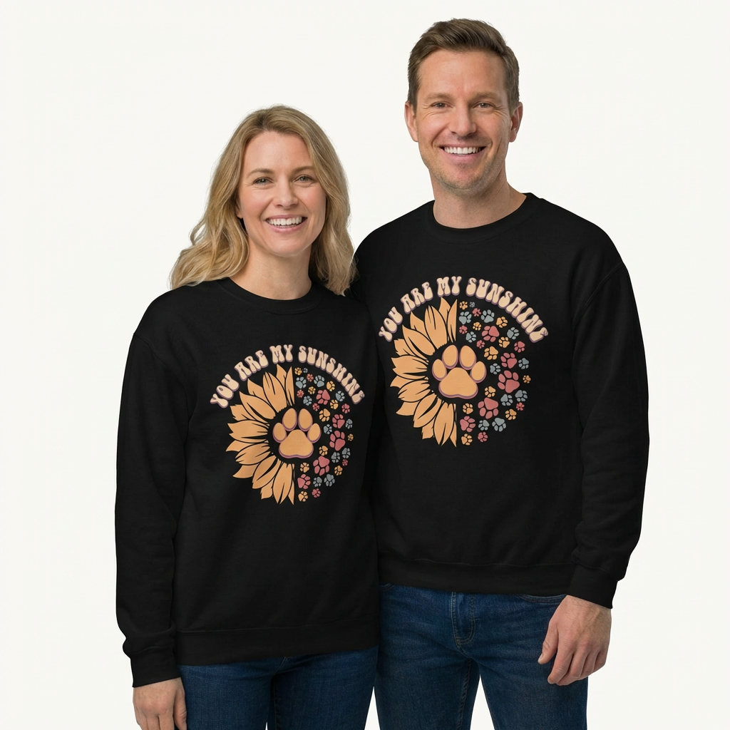 You Are My Sunshine Sunflower Paw Print Sweatshirt