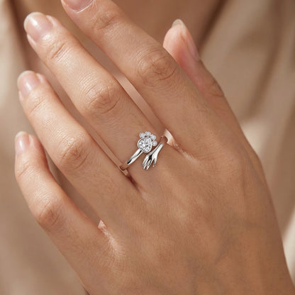 925 Sterling Silver Adjustable Ring – Hand and Paw Print Design VIP