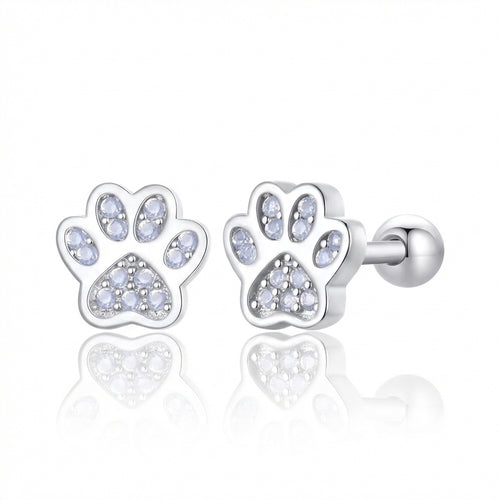 925 Sterling Silver Paw Diamond Earrings