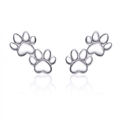 925 Sterling Silver Two Paws Earrings