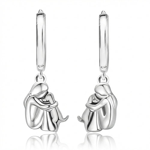 Two Tone Little Girl and Dog Earrings