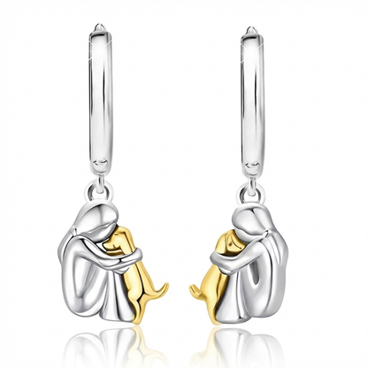 Two Tone Little Girl and Dog Earrings