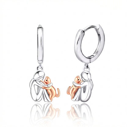 Two Tone Little Girl and Dog Earrings