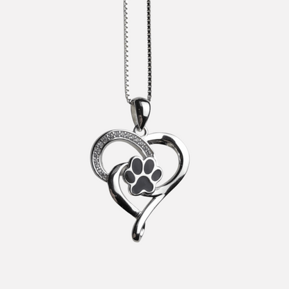 Stainless Steel Infinity Necklace with Heart & Paw VIP
