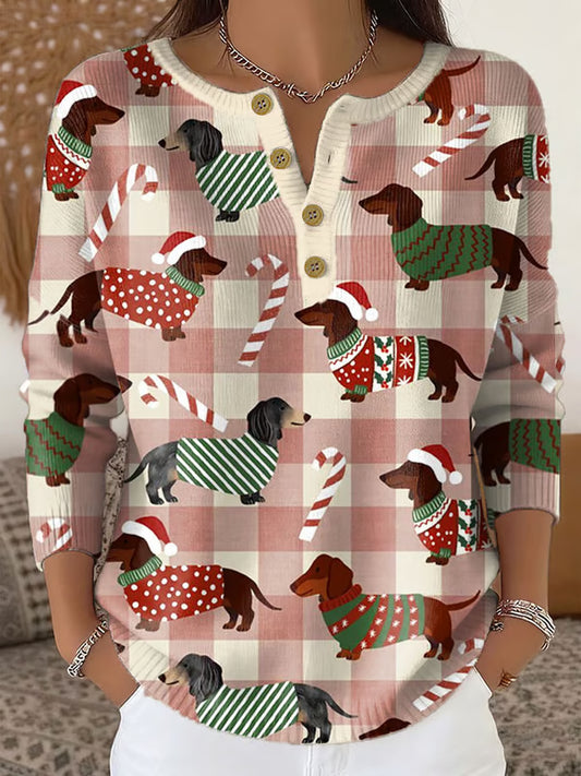 Casual Dachshund Knit Top