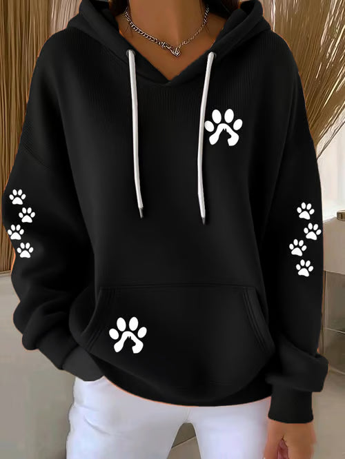 Dog Paw Print Casual Hoodie