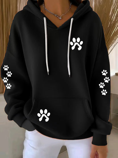 Dog Paw Print Casual Hoodie