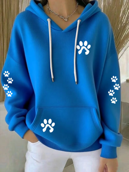 Dog Paw Print Casual Hoodie