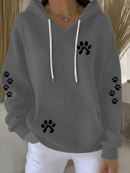 Dog Paw Print Casual Hoodie