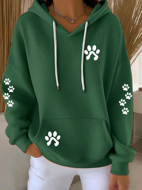Dog Paw Print Casual Hoodie