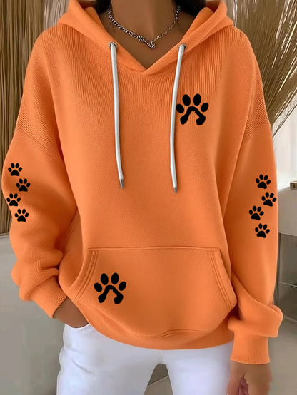 Dog Paw Print Casual Hoodie