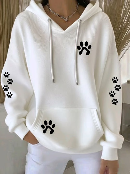 Dog Paw Print Casual Hoodie