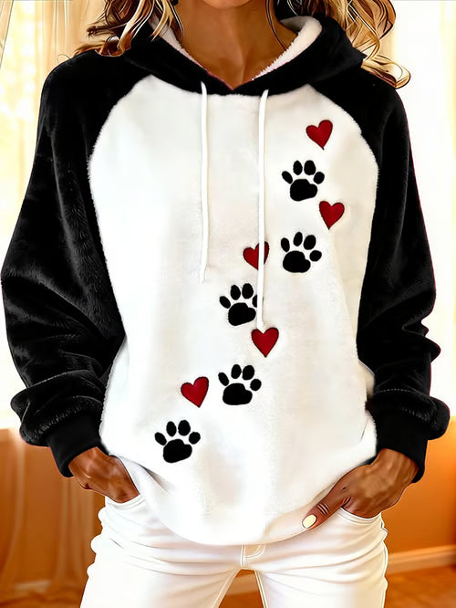 Heart Paw Flannel Hoodie
