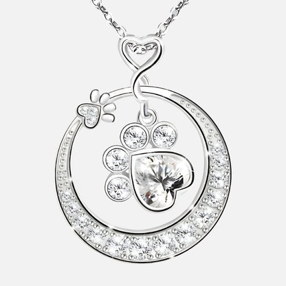 Cute Paw Print Necklace in 925 Sterling Silver with Cubic Zirconia VIP