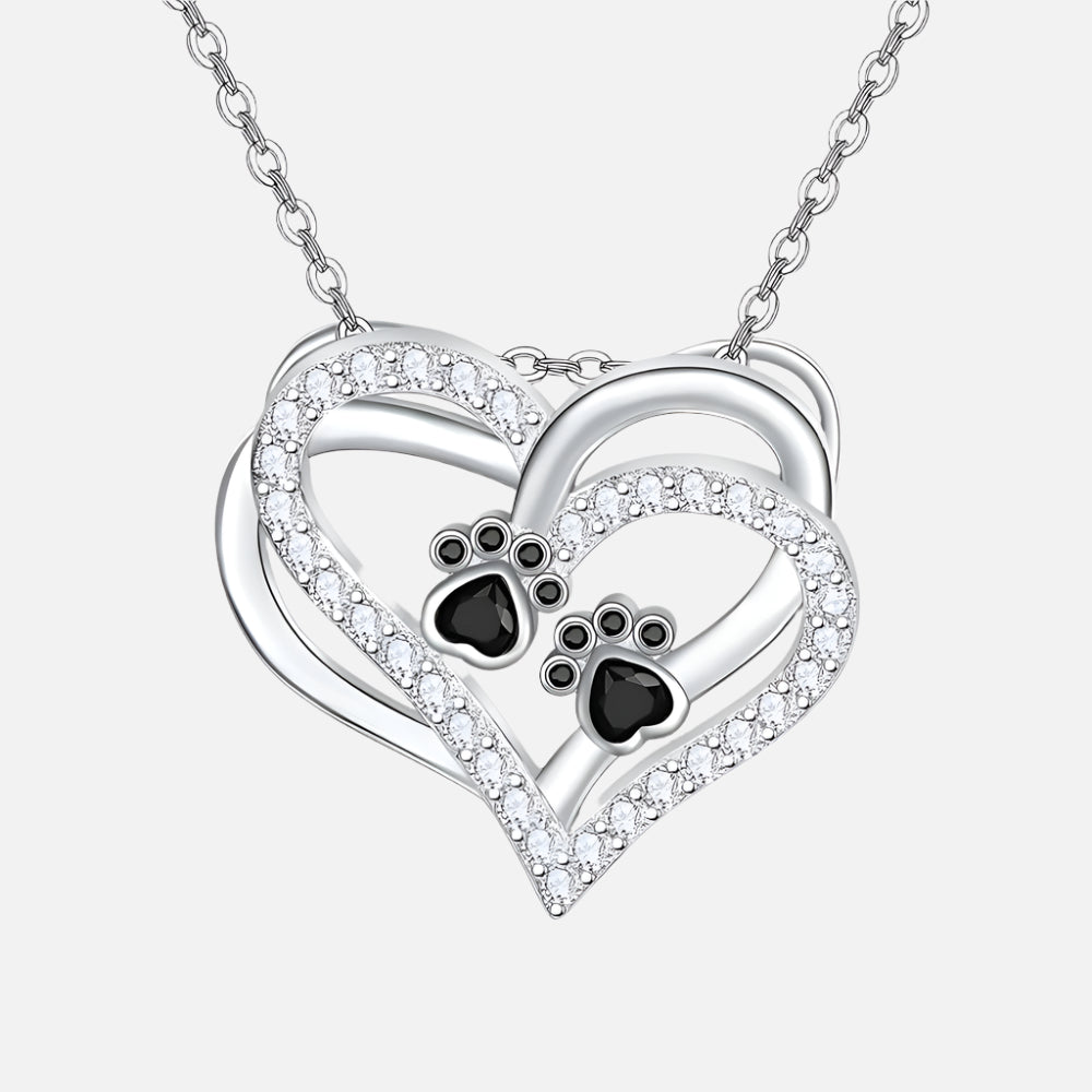Dog Paw Heart Necklace with Zirconia VIP