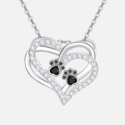 Dog Paw Heart Necklace with Zirconia VIP