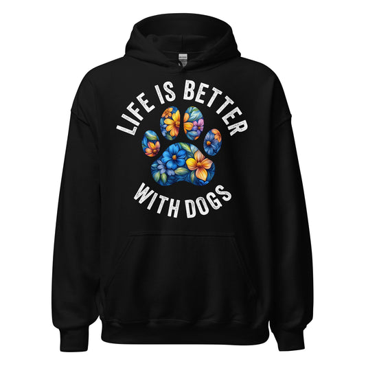 Floral Paw Life is Better with Dogs Hoodie