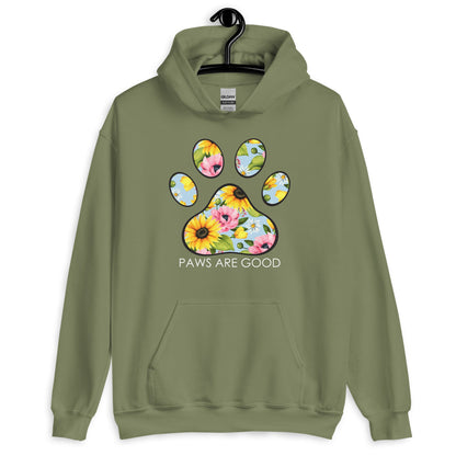 Yellow Floral Paw Print Hoodie